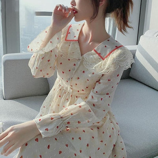 媛集女2020春秋季连衣裙雪纺裙子流行可爱仙女裙显瘦中长裙。