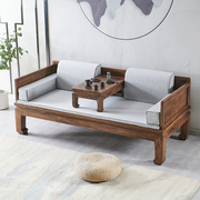 新中式实木罗汉床小户型明清榻床榫卯榆木沙发简约客厅黑胡桃家具