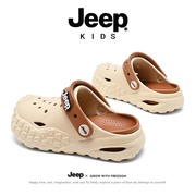 jeep儿童洞洞鞋小男孩防滑耐磨洗澡凉拖吉普，男童耐磨软底凉拖鞋潮