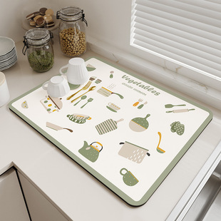 厨房台面沥水垫硅藻泥吸水垫桌面餐具碗盘干燥垫免洗茶台吧置物垫