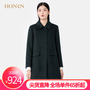 HONRN/红人质感驼绒马海毛羊毛呢子大衣女秋冬中长款宽松外套显瘦