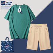 NASA GAVK2023春秋季百搭夏季男女同款纯棉纯色套装男