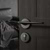 门锁室内卧室房门静音磁吸北欧风现代简约门把手极简房间黑色门锁