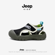 jeep男童鞋夏款运动凉鞋2024轻便透气魔术，贴网鞋包头防撞防滑