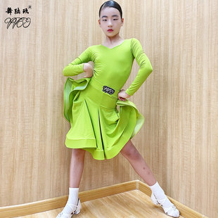 专业拉丁舞比赛服女童高端舞蹈，裙艺考表演服标准，少儿拉丁练功服装