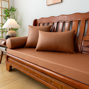 北欧纯色科技布红木(布红木，)沙发垫子海绵垫，冬季加厚加硬老式实木沙发坐垫