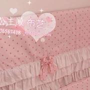 粉红圆点 可爱小公主蛋q糕裙式床头罩 三层花边梦幻紫色床头套盖