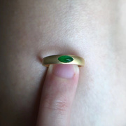 天然翡翠a货戒指9k真黄金镶嵌男女指环，冰种老坑情侣款七夕节礼物