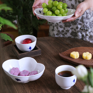 十一窑银杏系列餐具中式陶瓷餐具高白瓷手绘碗盘杯子勺子家用送礼