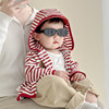 网红婴儿衣服纯棉宝宝，春秋小开衫，连帽婴幼儿外套小童上衣休闲