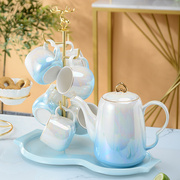 奢华金边水具套装客厅茶壶茶杯欧式高颜值陶瓷茶具乔迁结婚送