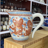 景德镇陶瓷矾红龙纹带把公道，杯茶海功夫茶具，配件高档茶杯子分茶器