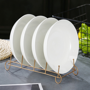 盘子菜盘家用陶瓷白色8英寸碟子创意深口骨瓷微波炉餐盘10个套装