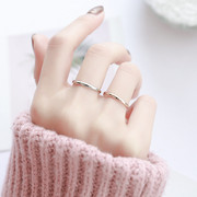 时尚个性玫瑰金钛钢(金钛钢)简约光面细款戒指女小指尾戒食指关节指环网红