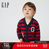 Gap婴儿秋季款条纹学院风针织开衫406080儿童装红色毛衣外套