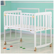 白漆婴儿床实木环保多功能宝宝，bb床摇篮，床新生儿拼接大床随意移动