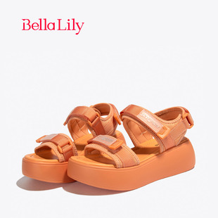 bellalily季厚底(季厚底，)松糕凉鞋女百搭舒适橙色休闲单鞋潮