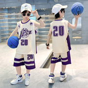 男童夏季背心篮球服2023儿童NBA爵士队速干训练球衣套装洋气9