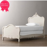 美式简约白色实木儿童床欧式雕花，公主床法式地中海单人床女孩床