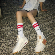 长袜子女秋冬季中筒韩国高腰学院风日系条纹，两杠袜情侣男袜滑板袜
