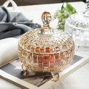 欧式水晶玻璃糖果盒 创意水果盘家用零食收纳罐 干果盒瓜子储物罐