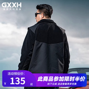 GxxH大码潮牌男装美式个性加肥加大号肥佬羊羔绒拼接夹克外套秋冬