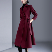 欧美修身2023冬季羊毛呢外套，时尚设计中长款高端名媛气质大衣