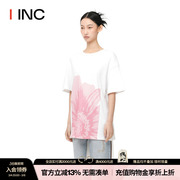 OPen Yy 设计师品牌IINC 24SS花朵印花宽松T恤圆领短款上衣女