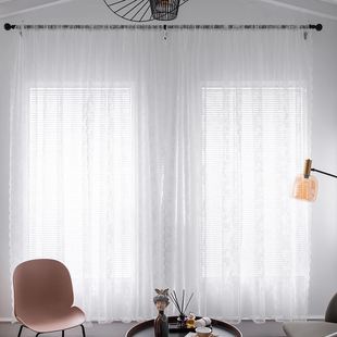 跨境曝款白色蕾丝窗纱现代简约窗帘窗纱客厅卧室窗帘成品