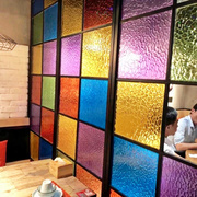 长虹超白水波纹隔断屏风，彩色喷绘渐变压花餐厅，钢化烤漆玻璃定制