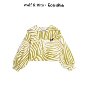 Wolf & Rita儿童绿色条纹套头连帽卫衣休闲长裤套装丨RollingKids