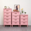 粉色实木斗柜现代简约欧式床头柜少女风卧室白色抽屉柜实木储物柜