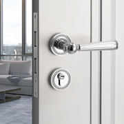 定制卧室房间门锁法式家用木门门把手分体磁吸静音银色轻奢室内房