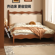 法式双人床全实木复古奶油软包床小户型美式中古风主卧1.8m齐边床