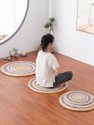 草编蒲团禅修打坐垫，冥想日式榻榻米坐垫地垫，地上瑜伽圆形垫子编织