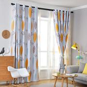 ins北欧风格北欧叶子子窗帘布遮光卧室客厅遮光窗帘成品简约现代