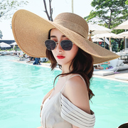 夏天沙滩草帽女夏季海边度假大帽檐防紫外线，防晒遮阳太阳帽子大沿