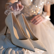米兔小姐白雪公主婚鞋新娘鞋主婚纱甜美白色高跟鞋女高级感