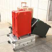 高档网红铝框拉杆箱20旅行箱24行李箱28直角密码箱复古万向轮26寸