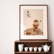 茶室装饰画茶楼背景墙四联禅意，且慢茶壶餐厅饭厅日式新中式壁挂画