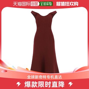 香港直邮ROLAND MOURET 女士Roland mouret 羊毛真丝露肩中长连衣