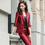 小西装外套女2024春秋韩版红色西服面试正装，ol工作服职业套装