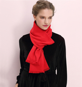 杭州丝绸100%桑蚕丝加厚真丝，拉绒保暖围巾中国红披肩馈赠
