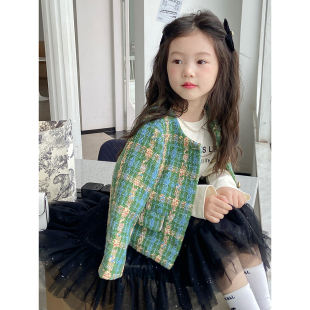 奶油kids童装女童外套儿童，韩系粗花呢小香风上衣宝宝2023春装