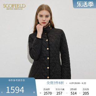 scofield女装翻领棉衣，棉服加厚保暖黑色棉袄外套2024春季