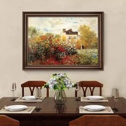 美式餐厅背景墙油画莫奈装饰画客厅挂画玄关壁画欧式高级感名画
