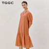 tggc台绣连衣裙2024夏季洋气减龄高级感显瘦国风a字女装裙子