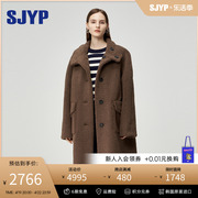 SJYP韩系2023冬季实用仿皮毛一体双面穿长款毛绒大衣外套女