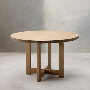 壹伴极简实木圆餐桌，1.2米侘寂风餐桌椅组合家用设计师，餐台吃饭桌