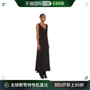 99新未使用香港直邮MIU MIU 女士黑色无袖大V领长款连衣裙 MF